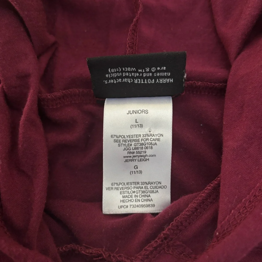 Burgundy Harry Potter Hogwarts Hooded tshirt